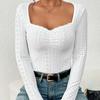 Embroidered Eyelets Pleated Chest Lace Decorative T-Shirts Women’s