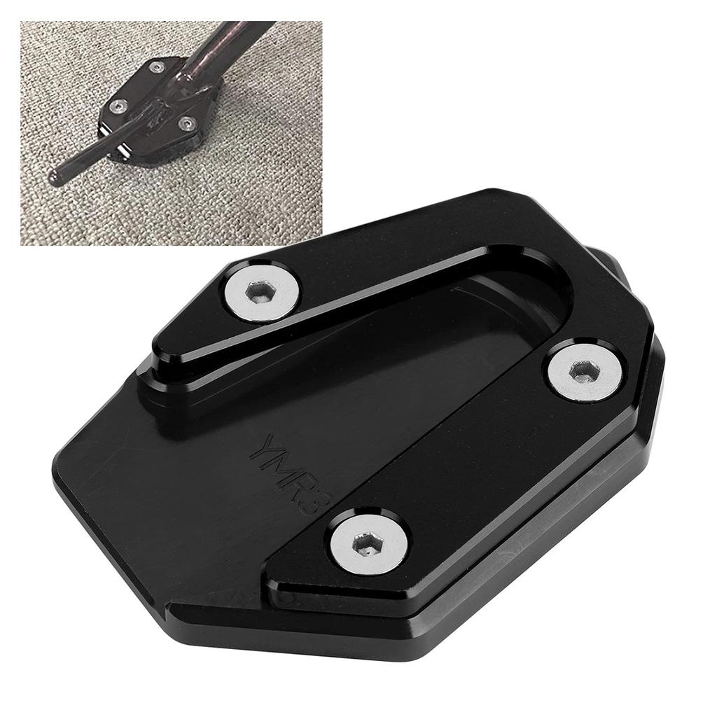 Side Stand Pad, Motorcycle Kickstand Pad, Extension Pad Support Plate Fits YMH YZF R25/YZF R3/MT‑25/MT‑03 14-19 (Black)