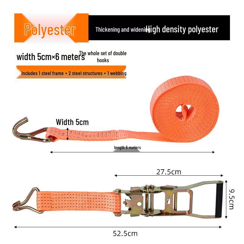 Ремни-трещотки для крепления груза на грузовике с двойным крюковым креплением и стальным натяжителем