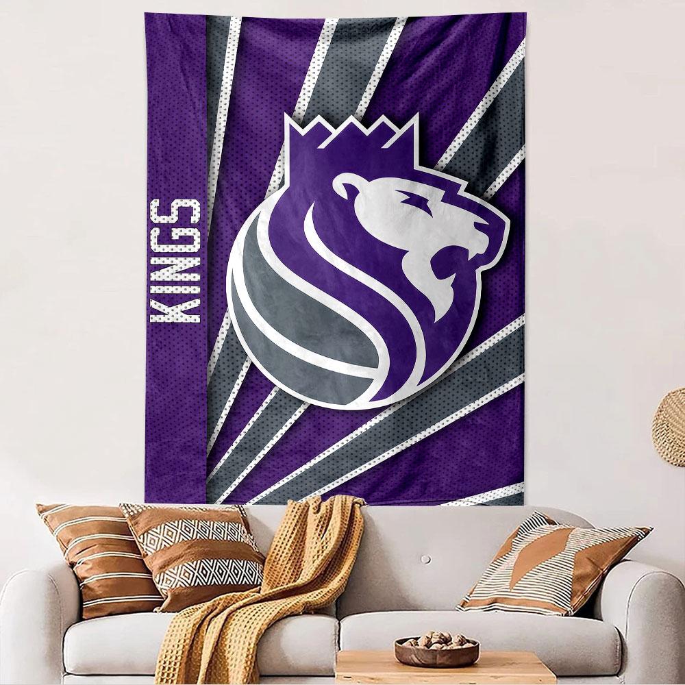 Sacramento Kings Tapestry Wall Hanging, NBA Basketball Team Logo Poster, Sports Wall Decor for Bedroom Living Room Dorm