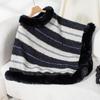 Autumn and Winter Women Stripe Loose Bat Sleeve Cross Border Cloak Cardigan Knitwear Stand Collar Sweater
