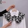 Women Fake Collar Shawl Detachable Blouse Decoration Lace Romantic Flower Embroidery Multi-layer False Collar Shirt Collar
