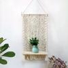 Wall Hanging Shelves Plant Shelf Rope Wooden Hanging Storage Floating Shelves Macrame Wall Hanging Shelf For Bedroom Bathroom Living Room
