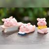 Miniatures Animal Pink Pig Landscape Ornaments Resin Cartoon PigCar Decoration  Ornaments Gift
