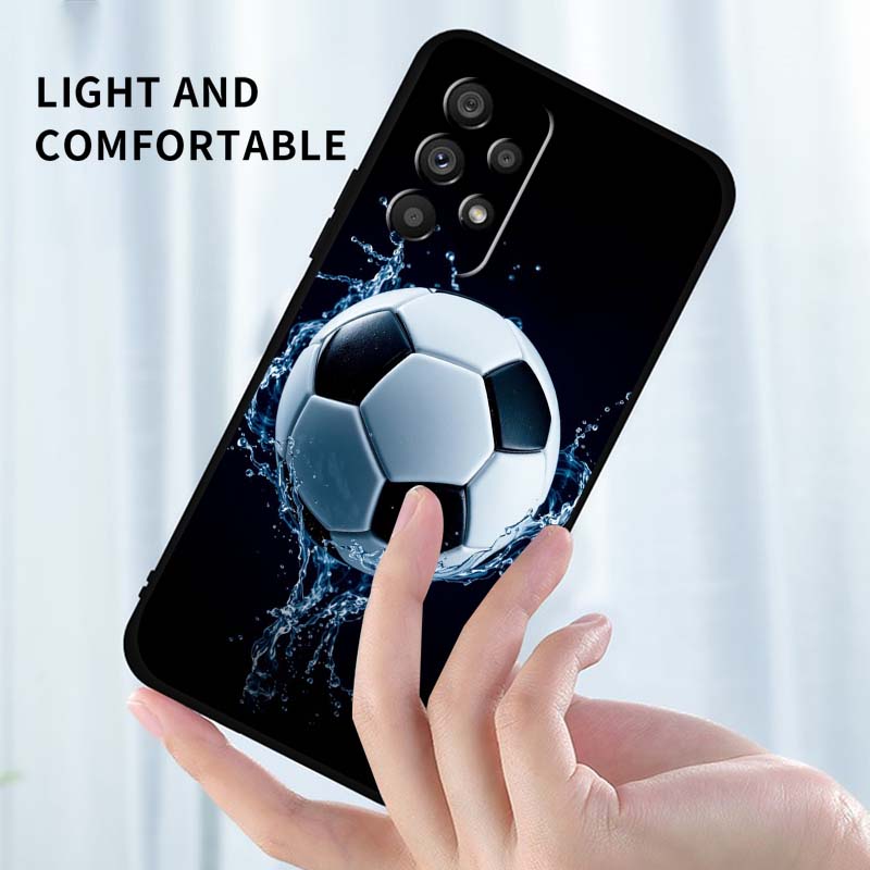 Модный футбольный классный чехол для телефона For Samsung A73 A72 A71 A55 A54 A53 A52 A51 A13 A22 A16 A15 A12 A14 A26 A07 5G Черный