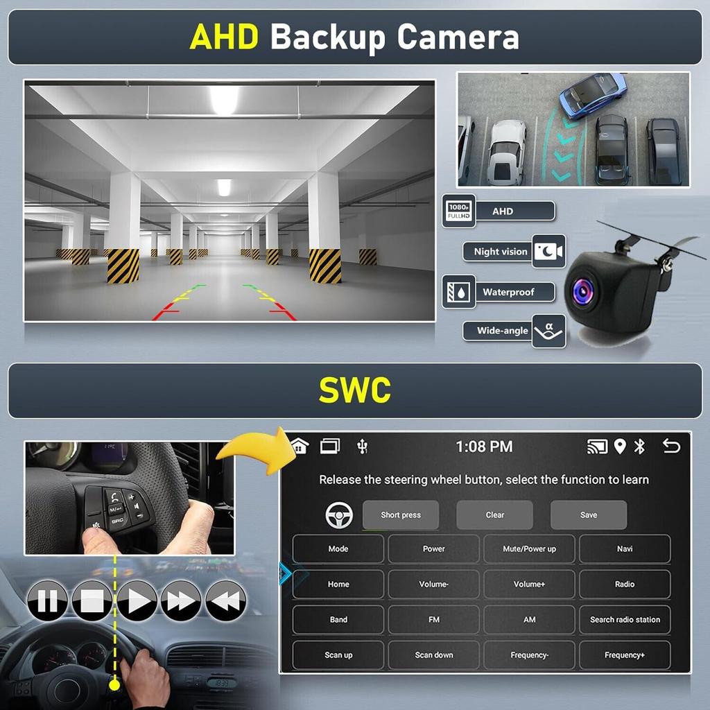 IBEAFILLY Car Radio 9 Inch CarPlay Android 13 GPS for FIAT PANDA 2013-2020 with Rear View Camera 2GB+32GB