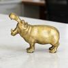 Metal Hippo Statue Miniature Copper Tabletop Ornament Handmade Art Miniature Hippo Models For Home Living Room Bookshelf