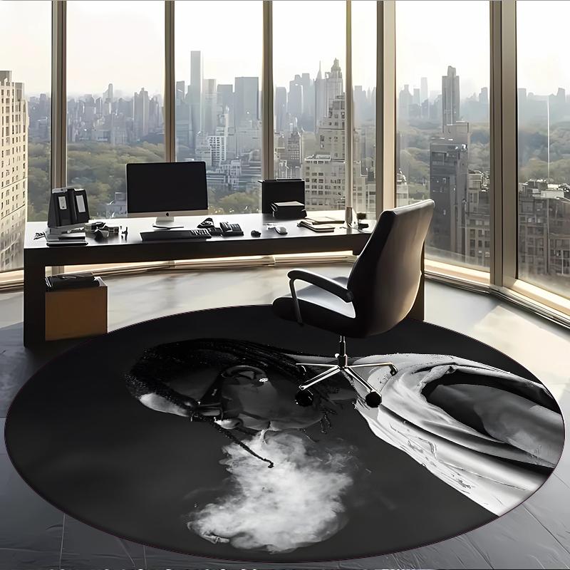 Travis Scott (5) Round Office Rug Decorative Floor Rug for Office Bedroom Living Room and Home Space