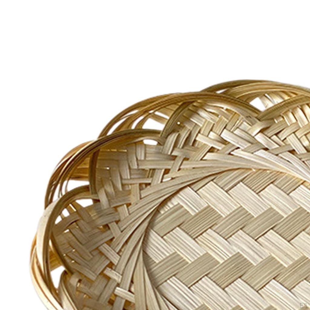 Ручная бамбуковая корзина для сервировки подноса для хлеба, 7,87 x 1,18 дюйма, деревянная круглая тканая подсветка для чая
