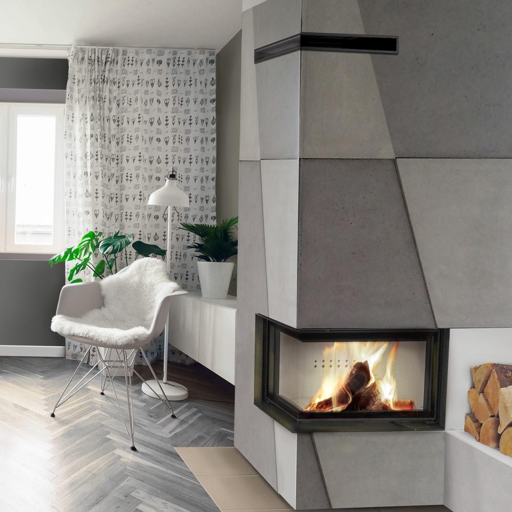 Стальной камин KRATKI MBO левый 15 кВт Ø 200 Подъемный