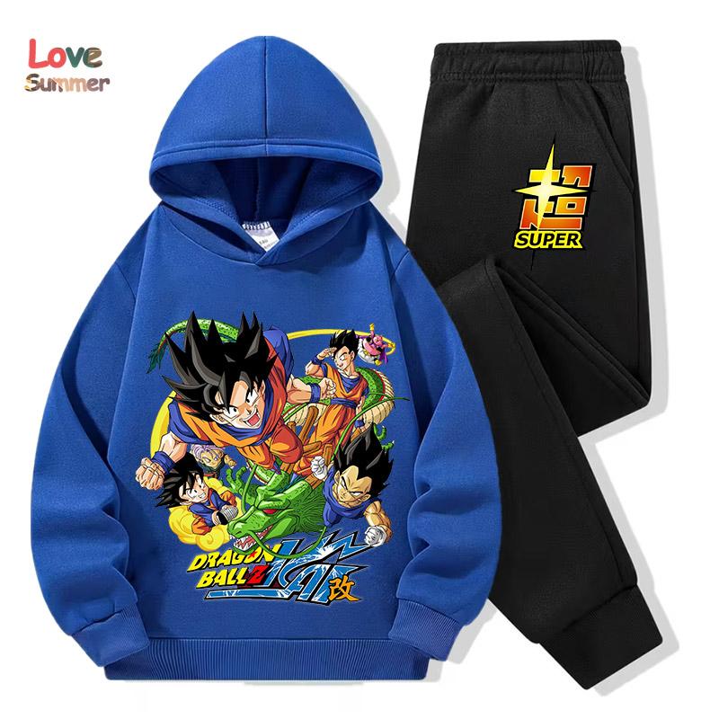 Аниме Худи Брюки 2 шт. 3-14 Лет Детский Спортивный Костюм Одежда DragonBall Худи Goku Мальчики Девочки Спортивный Костюм Идеально для Повседневной Носки на Улице