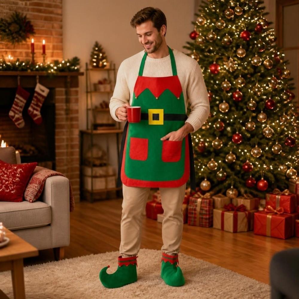 Unisex Christmas Cosplay Costume Stain-proof Kitchen Cooking Apron Family Party