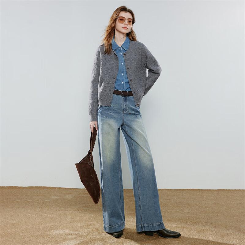 Женский кардиган в стиле ретро с перекрученной вязкой и серебряной нитью