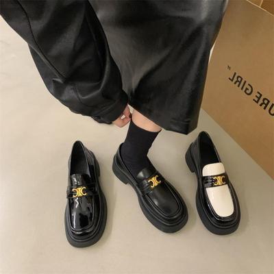 Туфли Lefu на толстой подошве, женские осенние туфли в ретро-британском стиле, маленькие кожаные туфли, толстый каблук, мягкая подошва, одинарные туфли