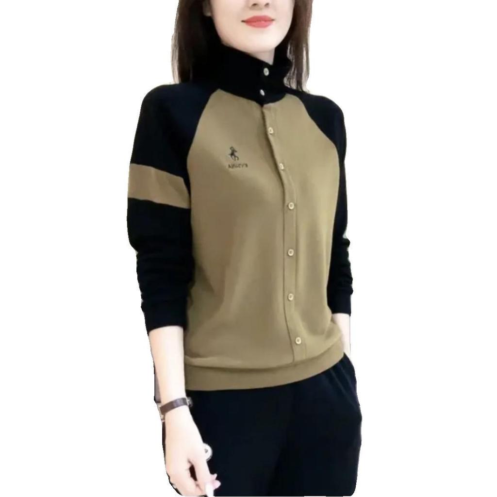 Свободный свитшот пэчворк в стиле колор-блок с отложным воротником большого размера для мам