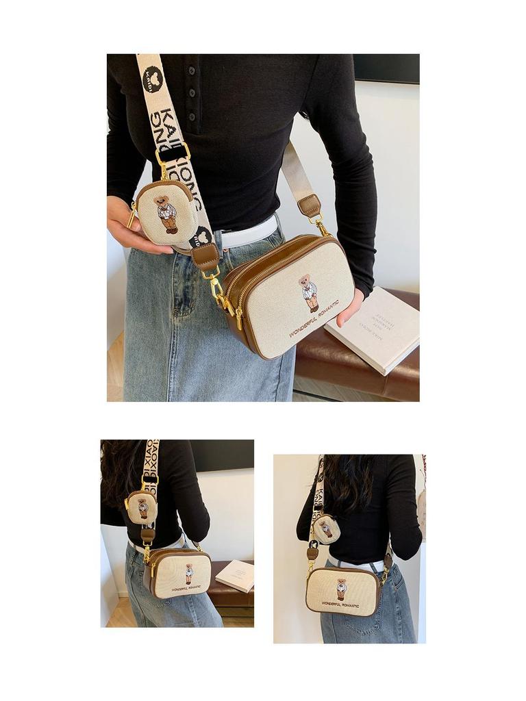 Katie Bear 2025 Autumn Fashion Canvas Crossbody Bag - Stylish & Trendy Women's Accessory