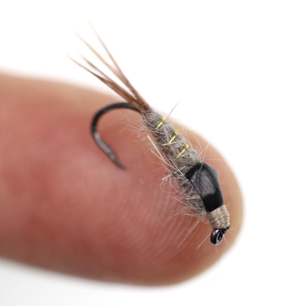 10pcs Size 12 Grey Black Hare's Ear Nymph Fly Trout Fishing Classic Fly Bait