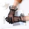 Transparent Bow Short Sunscreen Lace Gloves Mesh Tulle Mittens Fashion Bridal Gloves  Women