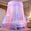 Романтическая купольная москитная сетка принцессы, градиентная двухцветная кружевная сетка для кровати, трехдверная подвесная сетка для кровати