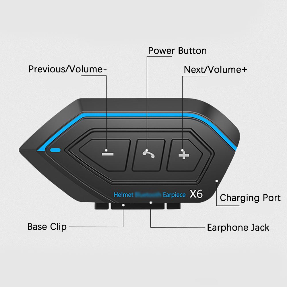 Motorcycle Helmet Headset BT5.0 Waterproof Helmet Intercom Headphone Noise Reduction Support Hands Free Calling Auto
