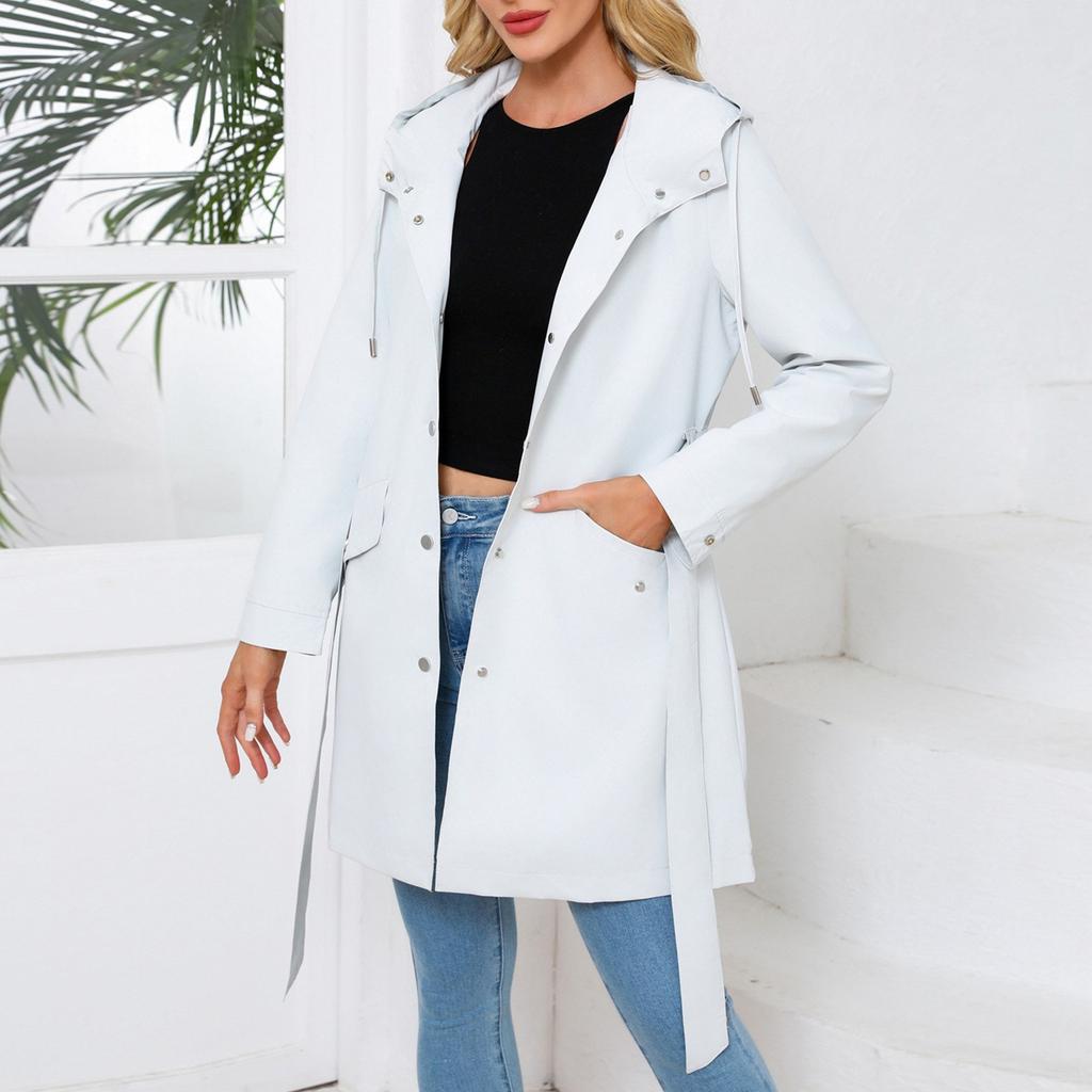 Женская модная однотонная куртка с длинным рукавом на молнии с капюшоном