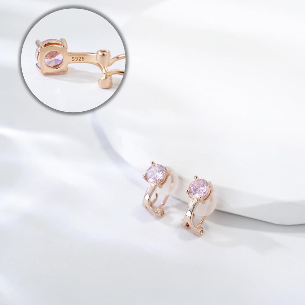 Free Bird Tourmaline Earrings for Pink 925 Metal Allergy Earrings for October Christmas Gift Women, Gold, Silver, Compatible, Non-pierced Women,