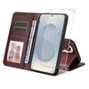 For Samsung Galaxy S25 Edge PU Leather Wallet Case ENKAY HAT PRINCE Phone Stand Cover with Tempered Glass