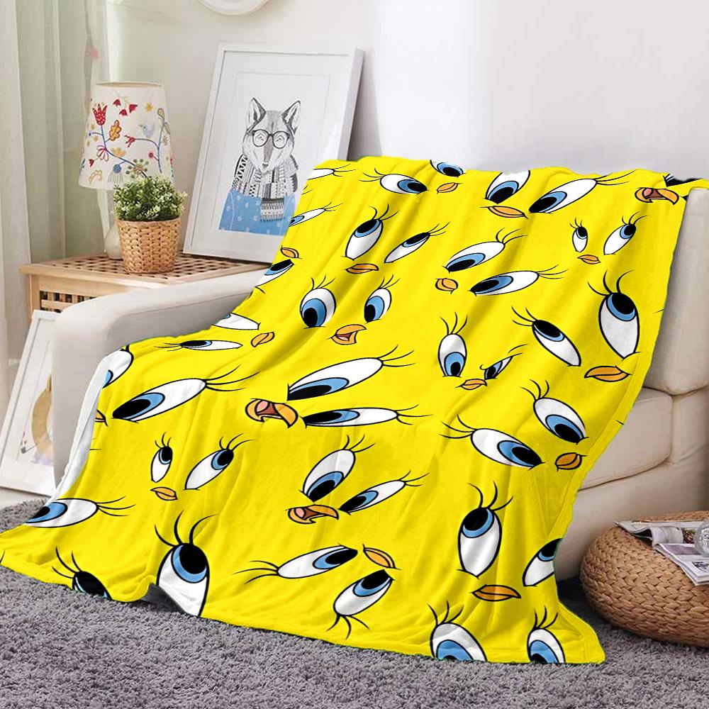 1 шт. Фланелевое одеяло Looney Tunes с изображением Твити — легкое, мягкое, теплое, подходит для всех сезонов, для дивана, кровати, путешествий.