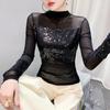 European Style 2024 Sequin Slim Fit Long Sleeve T-shirt for Women
