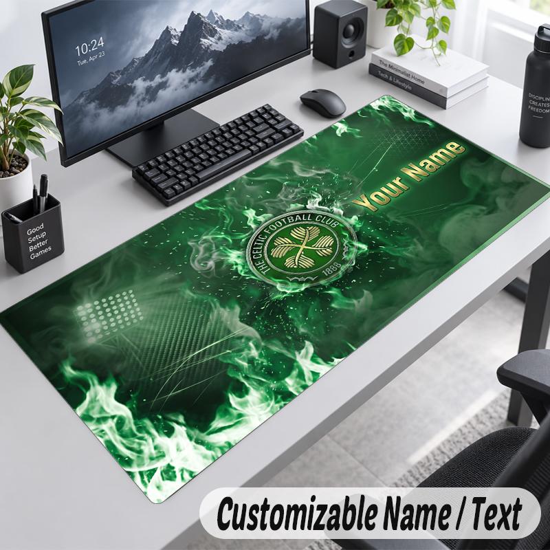 Custom Name Text Mouse Pad Celtic FC Personalized Desk Pad For Work And Gaming