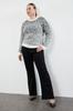 Women's Fashionable Stylish Plus Size Sweater Gray Melange Stoned Knitwear Sweater