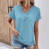 Summer Tops For Women Solid Color For Women V-Neck Short Sleeve Comfy Womens Tops Oversized Tshirts