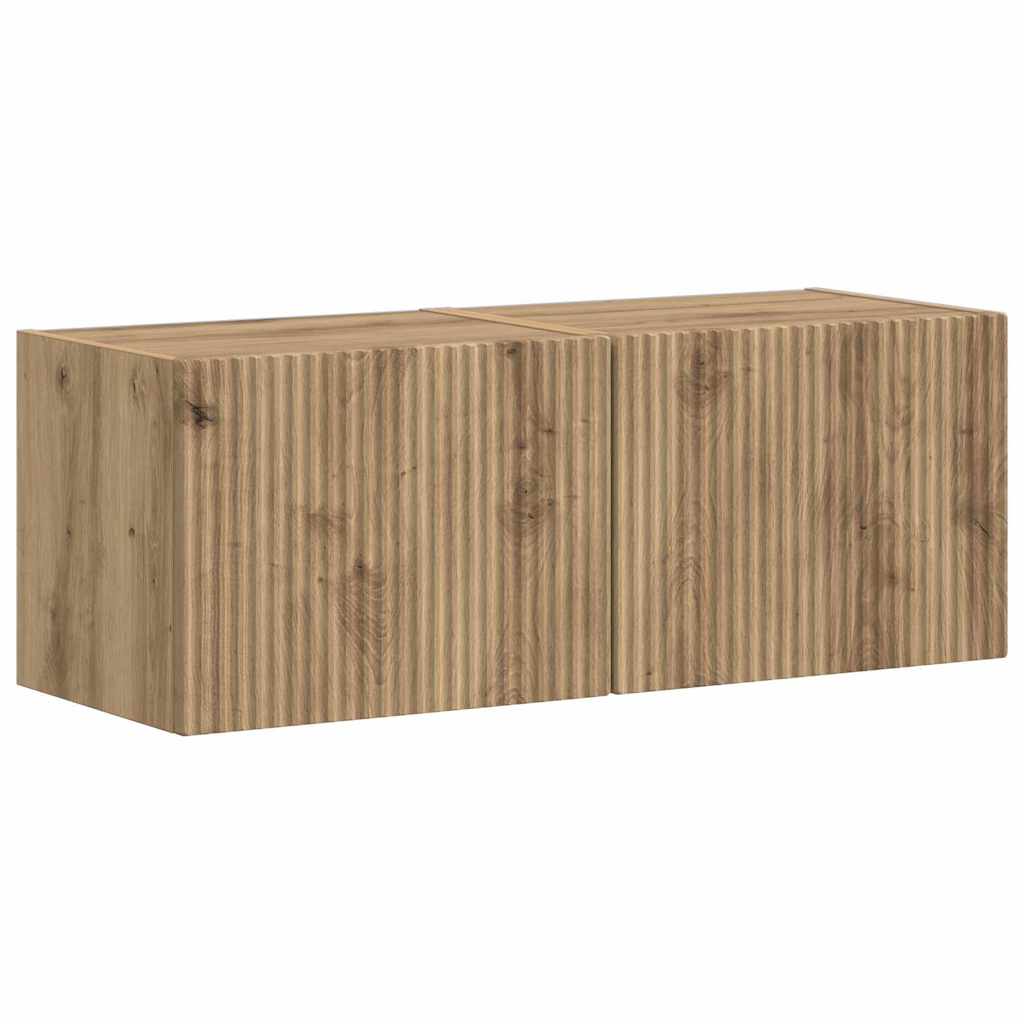 TV Wall Cabinet 2 pcs Rustic Oak Finish 39 x 31 x 29.5 cm