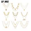 Classic Women Metal Gold Multilayer Necklace Silver Rose Pendant Necklace Dice Sun Decoration Accessories Temperament Jewelry