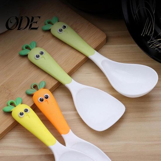Soup Scoop Rice Spoon Non-stick Heat Resistant Long Handle Cartoon Carrot Pattern Spatula Kitchen Accessories