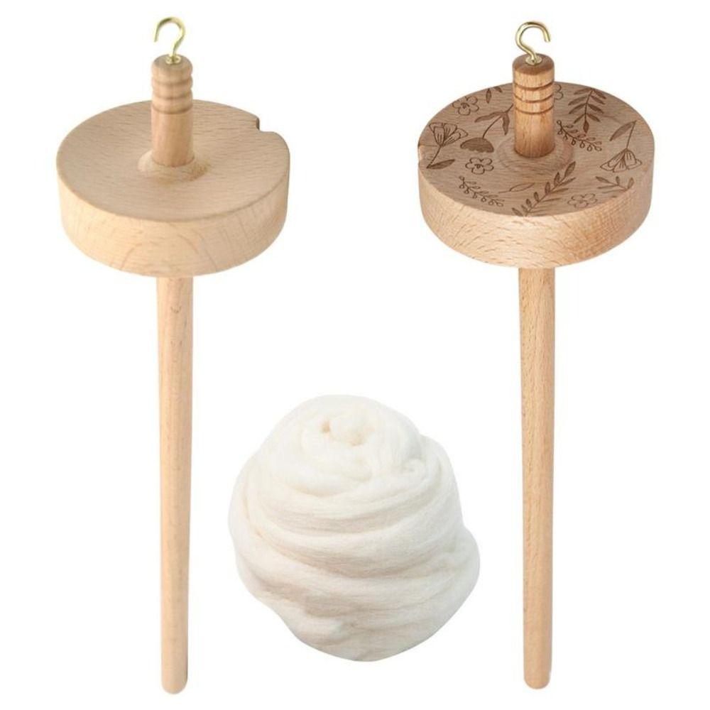 NEW Beginners Sewing Accessories Solid Wooden Handmade Drop Spindle Whorl Yarn Spin