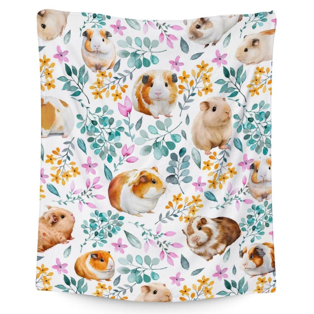 Фланелевое одеяло для морской свинки Милое мультяшное животное Красная клубника Одеяла для дивана кровати дивана Домашний питомец Хомяк Цветочный плед