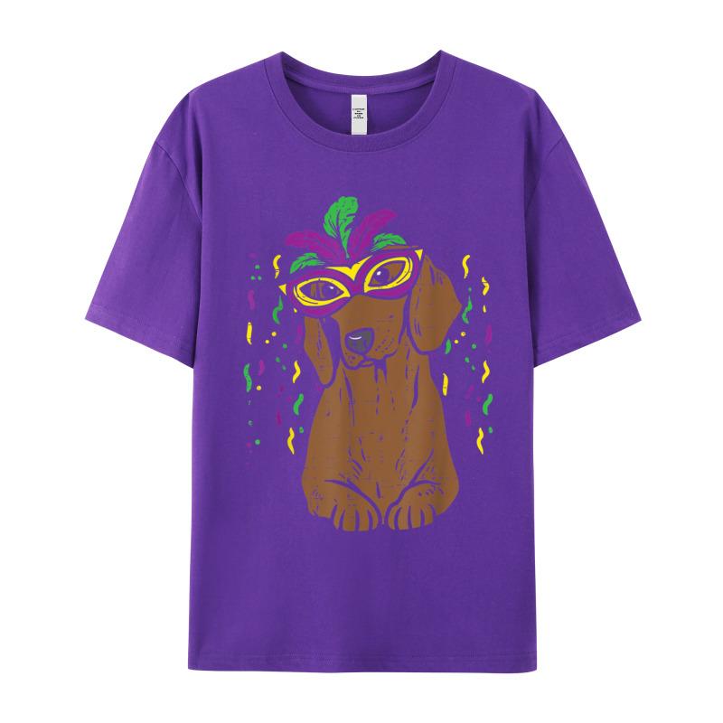 Mardi Gras Dachshund Carnival Wiener Summer Pure Cotton Round Neck Tops Tees Short Sleeve Letter Tee Shirts Classic Tshirts
