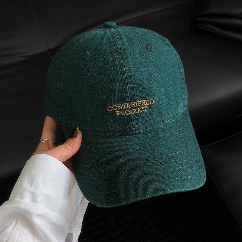 American deep top retro letter embroidery big head circumference baseball cap girls wide brim show face small casual cap