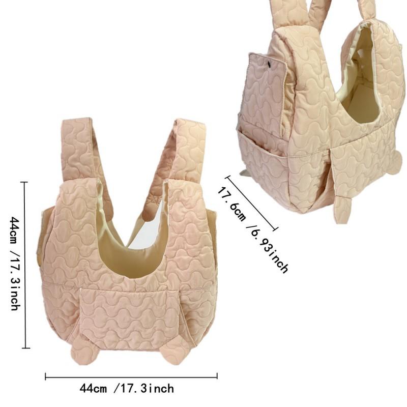 Soft Pet Carrier Backpack Cats Dogs Front Chest Harness Style Portable Travel Bag Blue Beige