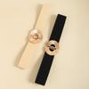 Waistband Women's Premium Sense Black Elastic Waist Seal Individual Alloy Counterbuckle Waist Pp Straw Beige Fine Belt