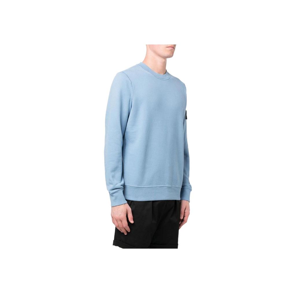 STONE ISLAND FW22 Толстовка мужская повседневная с длинным рукавом, однотонная, с логотипом, светло-голубая 771563020-V0046