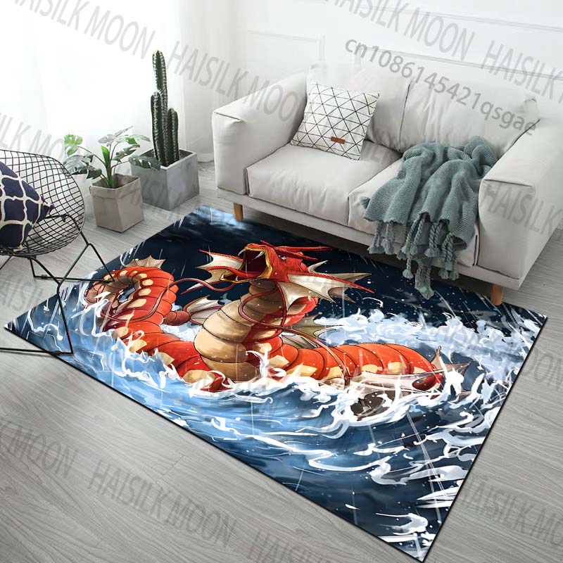 Japan Pokémon Gyarados Print Carpet for Living Room Bedroom Kid's Room Home Decor Area Rug Sofa Cloakroom Play Mat for Gifts