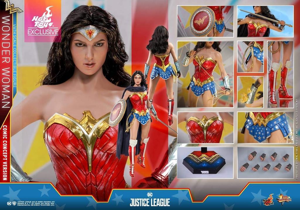 Hot Toys Movie Masterpiece Лига Справедливости Чудо-Женщина Версия Костюма в Комиксных Цветах Масштабная Фигурка 1/6