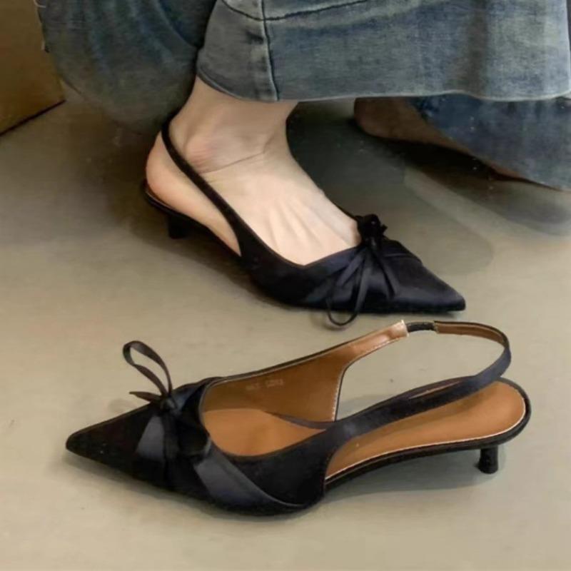 Summer High Heel Butterfly-knot Women Sandals Fashion Pointed Toe Singbacks Shoes Ladies Elegant Dancing Party Pumps