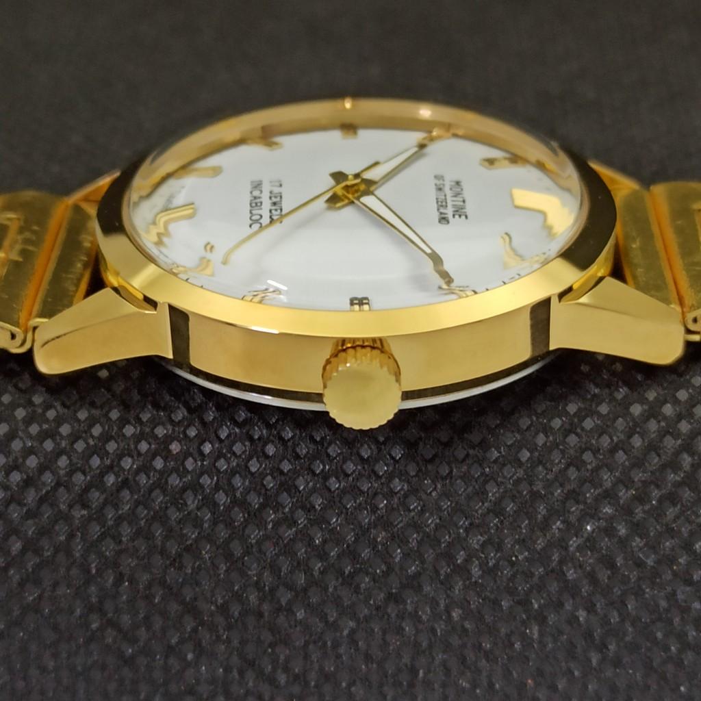 REFURBISHED VINTAGE MONTINE OF SWITZERLAND 17J MENS GOLD PLATED WATCH A285404-2 MontineQ-a285404