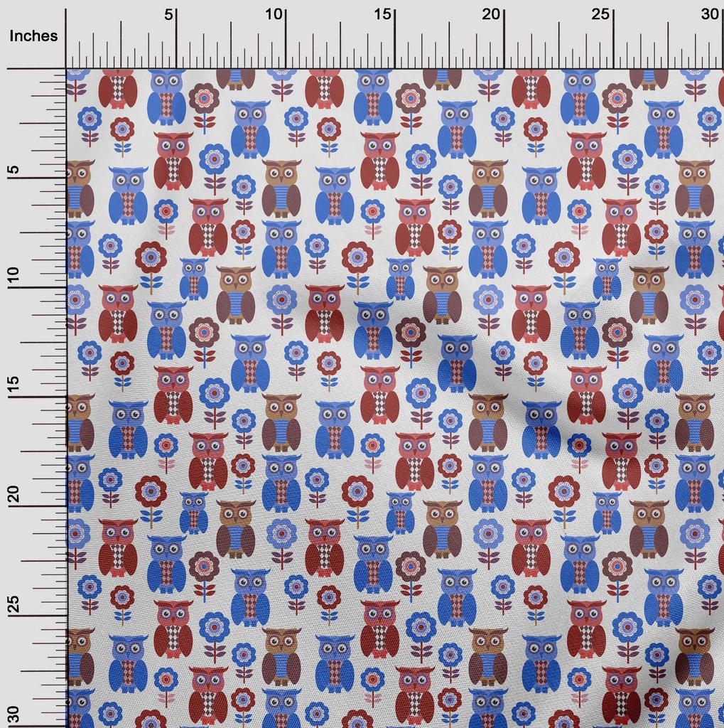oneOone Cotton Flex Medium Blue Fabric Owl Sewing Craft Projects Fabric Prints By Yard 40 Inch