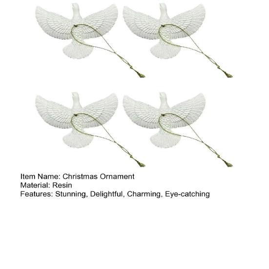 Pigeon Christmas Ornament Artificial Peace Bird Hanging Decoration Resin White Bird with String for Christmas Tree Decor