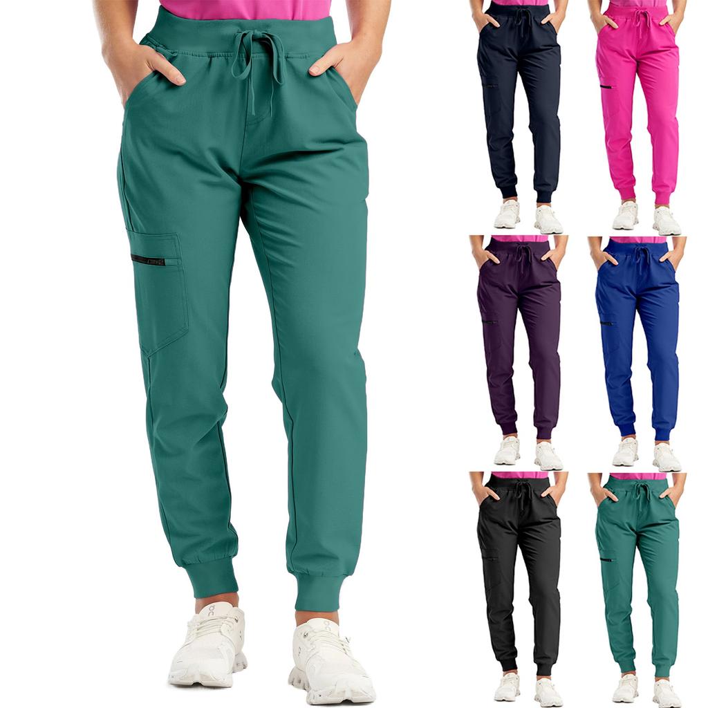 Women's Pants Solid Color Casual Sports Pants With Pockets And Drawstring Jogging Pants