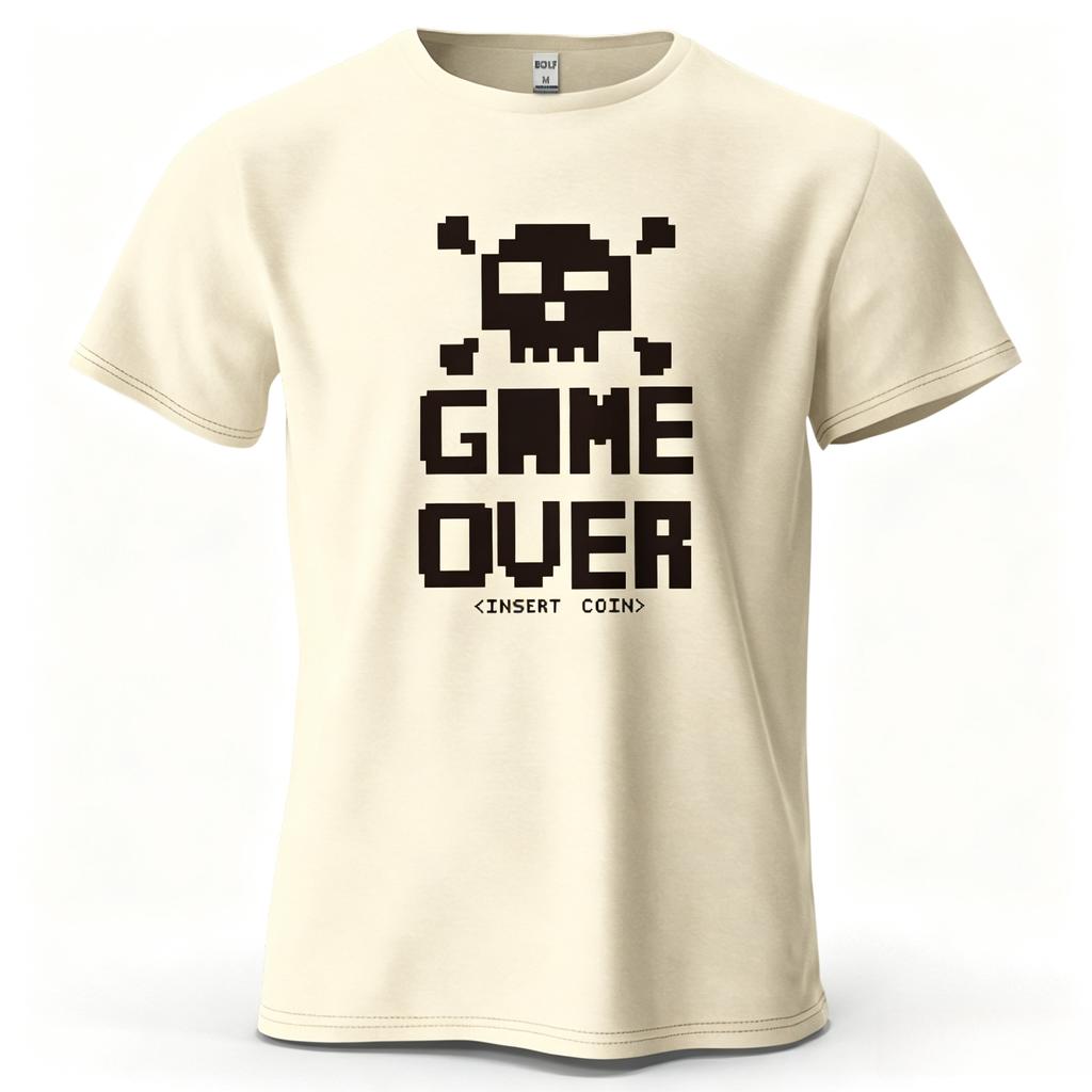 Game Over Graphic Short Sleeve T-Shirt Breathable Vintage Printed Tops Tee for Women Summer Casual Sportswear